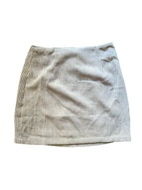 Lulu's Corduroy Ribbed Mini Skirt Light Gray Small